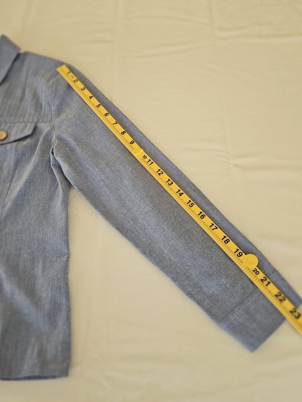 Draper’s & Damon’s Blue Chambray Pintuck Button Up Jacket Top Medium - Picture 12 of 16